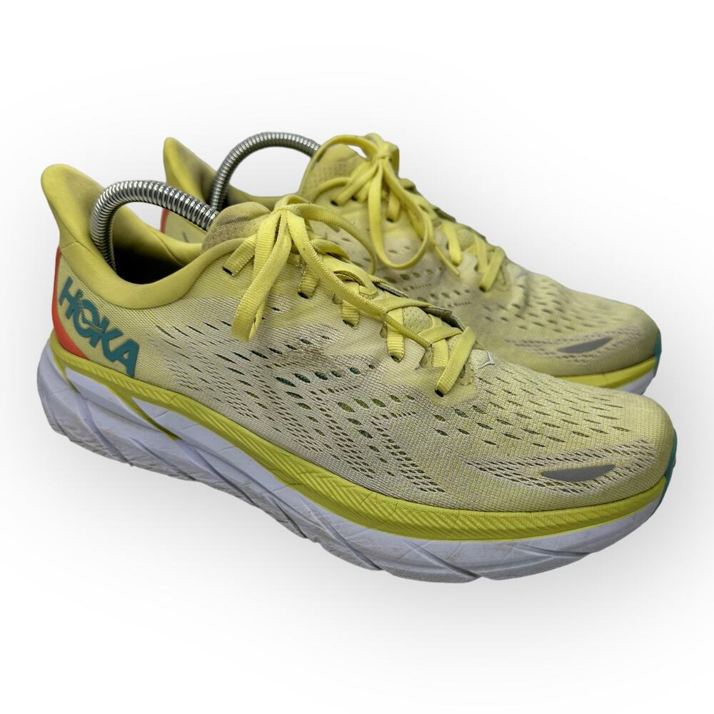 Hoka Womens size 9.5 B Clifton 8 Yellow Running Sneakers 1119394